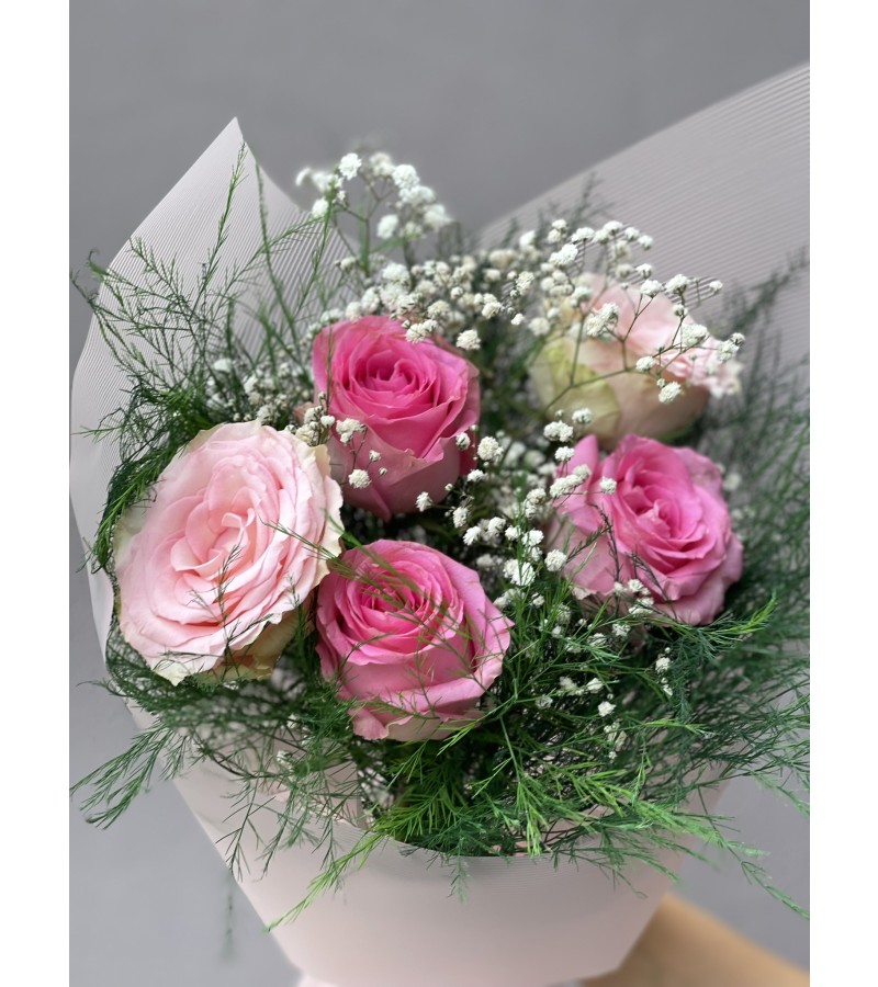 5'Li Pembe Gül Buketi