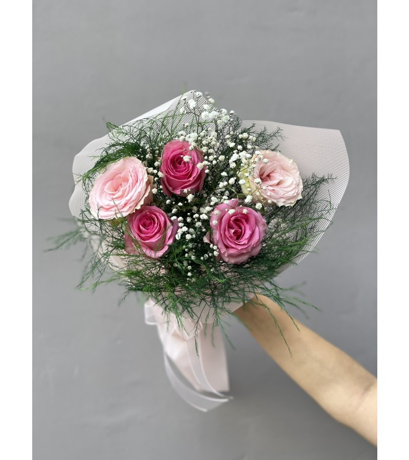 5'Li Pembe Gül Buketi