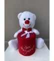 Kırmızı & Beyaz & Silver Seni Seviyorum Ayıcıklı Kutuda Çikolatalar