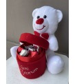 Kırmızı & Beyaz & Silver Seni Seviyorum Ayıcıklı Kutuda Çikolatalar