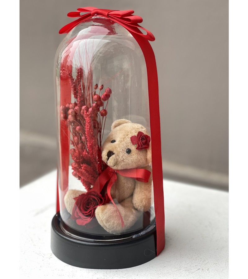 Ayıcıklı Kırmızı Solmayan Gül