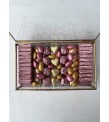 Cam Kutuda Pudra Pembe&Gold Kalpli Nişan Çikolata Kutusu