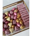 Cam Kutuda Pudra Pembe&Gold Kalpli Nişan Çikolata Kutusu