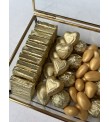 Cam Kutuda Full Gold Kalpli Nişan Çikolata Kutusu