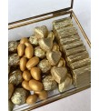 Cam Kutuda Full Gold Kalpli Nişan Çikolata Kutusu