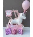 Pembe Unicorn Temalı Hoşgeldin Bebek Hediye Çantası