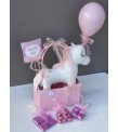 Pembe Unicorn Temalı Hoşgeldin Bebek Hediye Çantası
