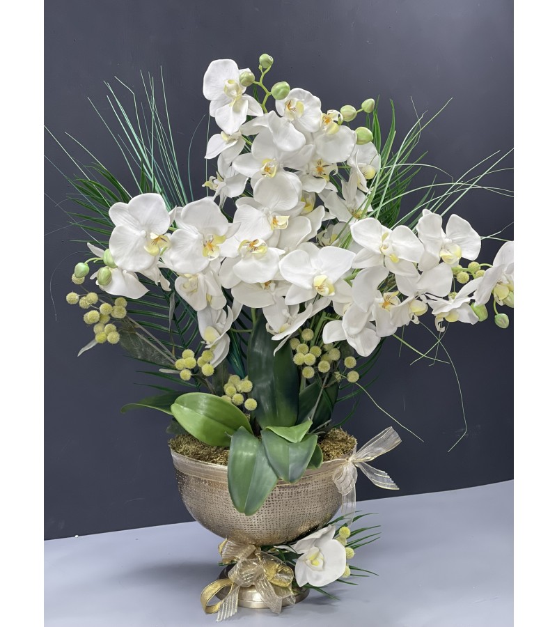 Altın Işıltılı Şık Yapay Orkide