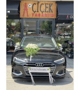 Beyaz Çiçekli Gelin Arabası