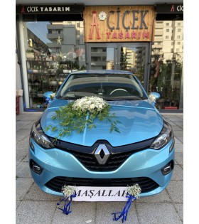 Bembeyaz Çiçekli,Mavi Süslemeli Sünnet Arabası