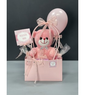 Hoş Geldin Bebek Pembe Ayıcık Hediye Çantası