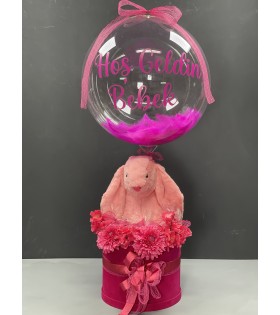 Pembe Tavşanlı Hoş Geldin Bebek Konseptli Hediye Kutusu