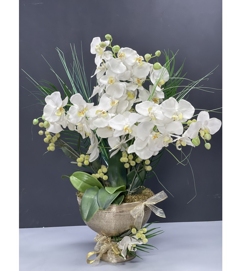 Altın Işıltılı Şık Yapay Orkide